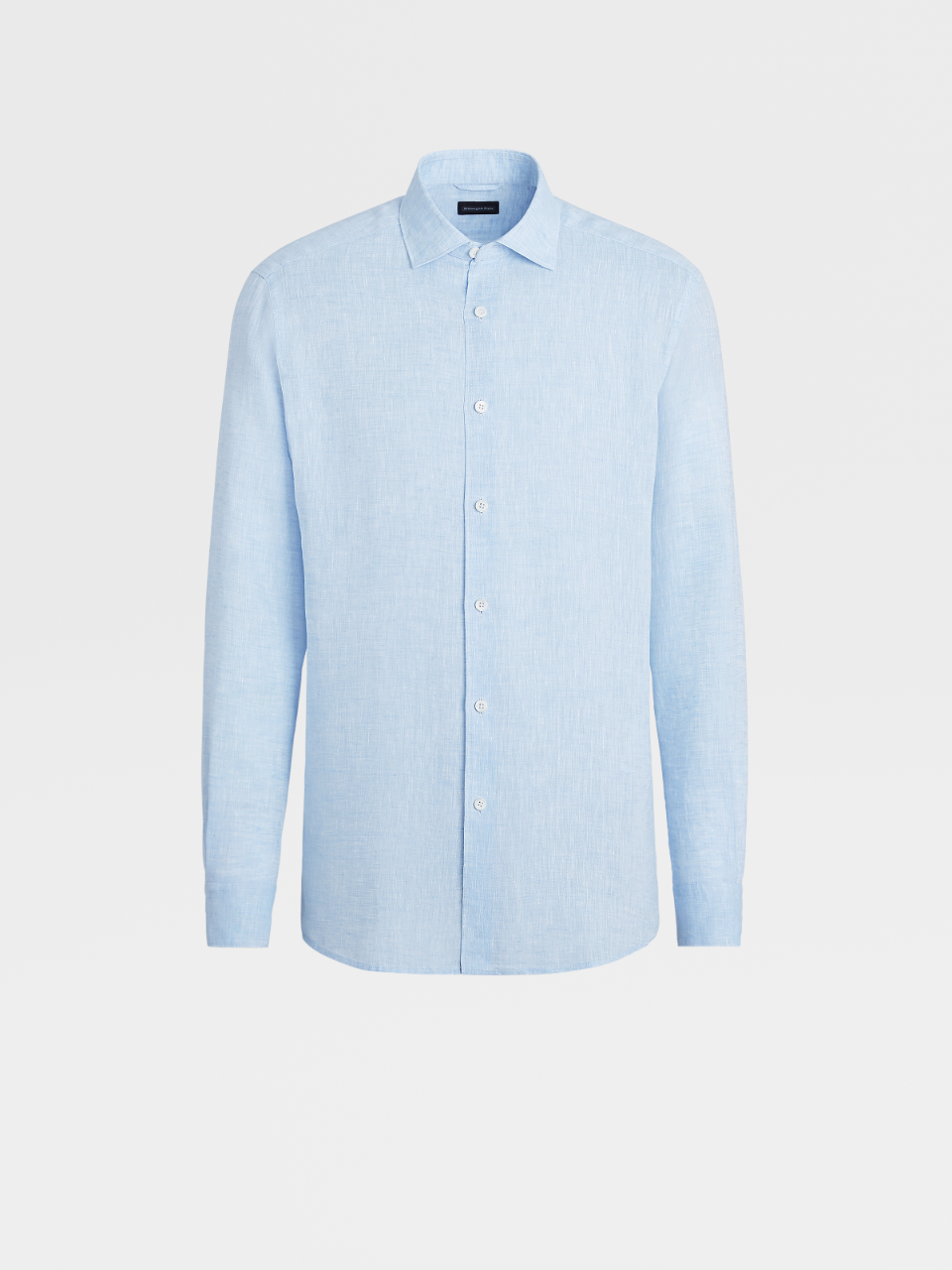 Light Blue Pure Linen Short-sleeve Shirt
